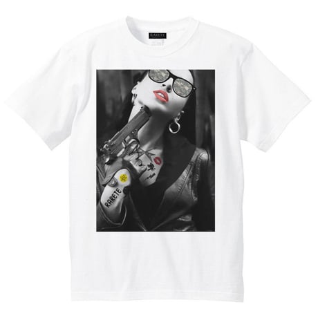 RARETE (ラルテ)    GIRL 迷彩 Tatoo  拳銃  Tシャツ ホワイト