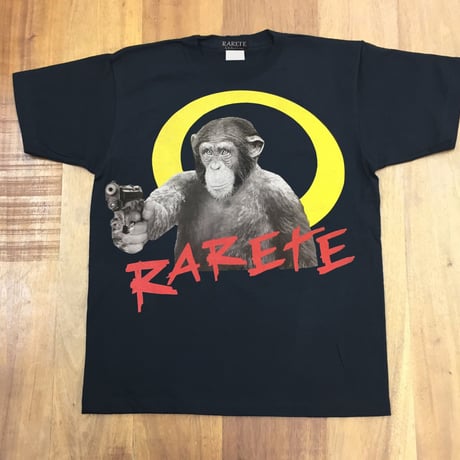 RARETE (ラルテ)   チンパンジー 拳銃   Tシャツ  ブラック  Tシャツ 星柄 star