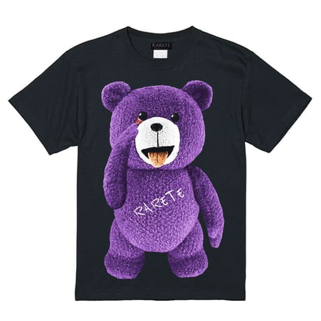 RARETE (ラルテ)  テディベア あっかんベー！【紫色】 Tシャツ ブラック