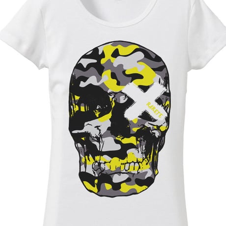 RARETE (ラルテ)  ドクロ 迷彩 イエロー   Tシャツ ホワイト  星柄 star (レディース）