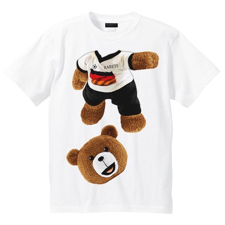 RARETE (ラルテ)   テディベア サッカー (茶色)  Tシャツ ホワイト