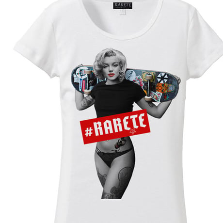 RARETE (ラルテ)   マリリンモンロー スケートボード BOXロゴ　Tシャツ  ホワイト  星柄 star (レディース）