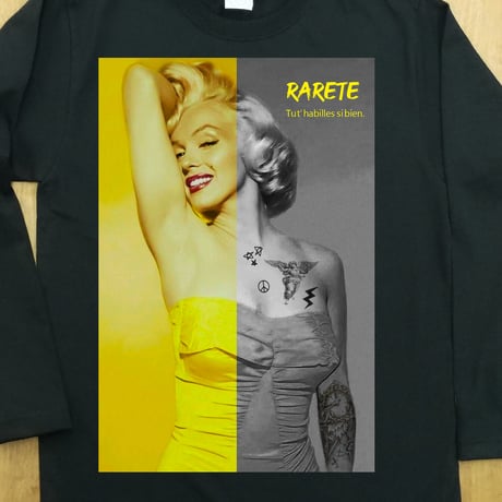 RARETE (ラルテ) マリリンモンロー ハーフ イエロー  ブラック  長袖Tシャツ