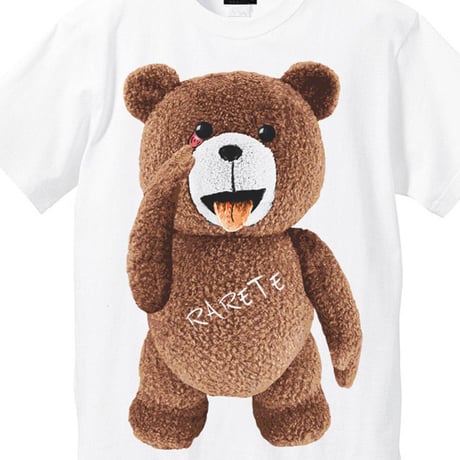 RARETE (ラルテ)  テディベア  あっかんベー！【茶色】 Tシャツ ホワイト