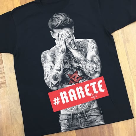 RARETE (ラルテ)   タトゥー ボックスロゴ  Tシャツ  ブラック  Tシャツ 星柄 star