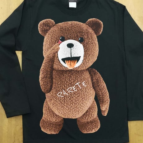RARETE (ラルテ) テディベア あっかんベー！【茶色】ブラック  長袖Tシャツ