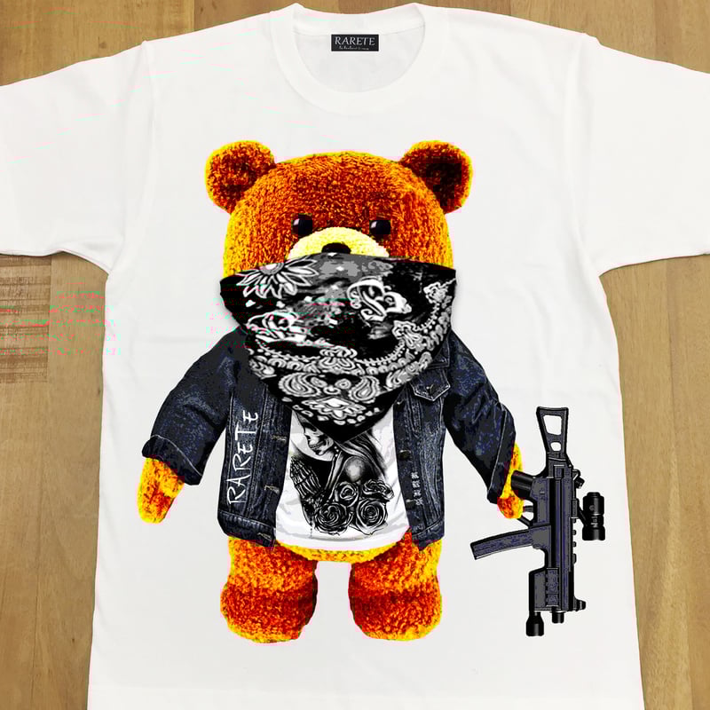 RARETE (ラルテ) テディベア ドクロ Tシャツ ホワイト Tシャツ