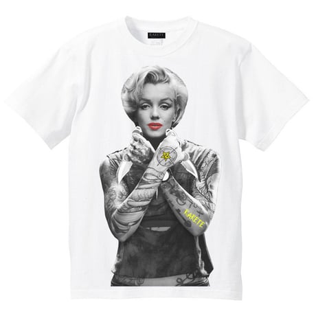 RARETE (ラルテ)    マリリンモンロー ナイフ tattoo  Tシャツ ホワイト