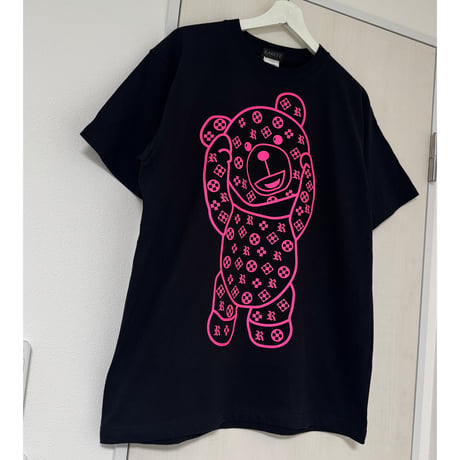 RARETE (ラルテ) テディベア Teddy bear モノグラム Tシャツ ネオンピンク 蛍光ピンク