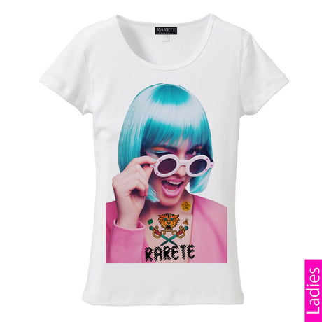 RARETE (ラルテ)   ウインク サングラス GIRL　Tシャツ ホワイト  星柄 star (レディース）