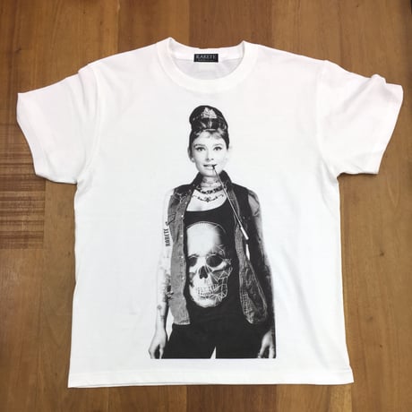 RARETE (ラルテ)  オードリーヘップバーン ドクロ  タトゥー Tシャツ ホワイト  星柄 star