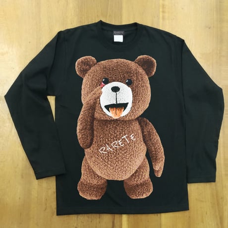 RARETE (ラルテ) テディベア あっかんベー！【茶色】ブラック  長袖Tシャツ