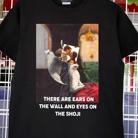 RARETE (ラルテ)   There are ears on the wall and eyes on the shoji Tシャツ ブラック 壁に耳あり障子に目あり