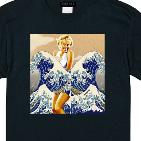 RARETE (ラルテ) 　マリリンモンロー 名画 コラージュ    Tシャツ  ブラック