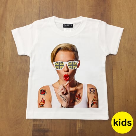 RARETE (ラルテ) マイリーサイラス さくらんぼ イギリス イエロー Tシャツ ホワイト 星柄 star （Kids）