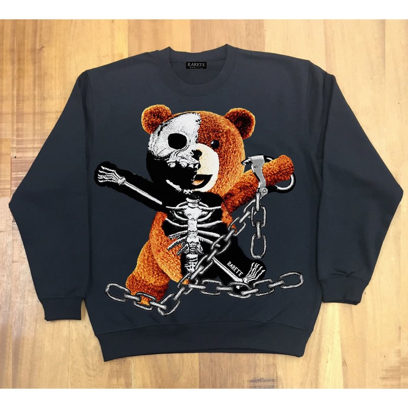 RARETE (ラルテ) テディベア ガイコツ 鎖 スエット ブラック 星柄 star
