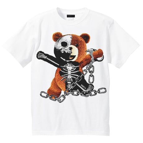 RARETE (ラルテ)    テディベア ガイコツ 鎖   Tシャツ ホワイト