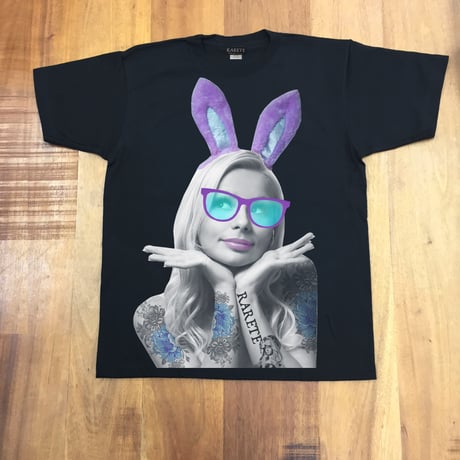 RARETE (ラルテ)   バニー タトゥー サングラス  Tシャツ  ブラック  Tシャツ 星柄 star