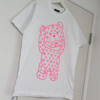 RARETE (ラルテ) テディベア Teddy bear モノグラム Tシャツ ネオンピンク 蛍光ピンク