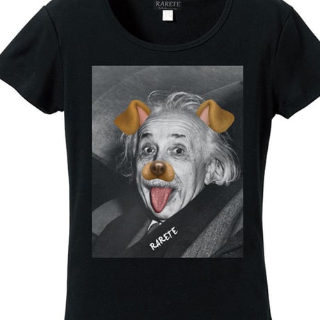 RARETE (ラルテ)   アインシュタイン アプリ  Tシャツ  ブラック  星柄 star (レディース）