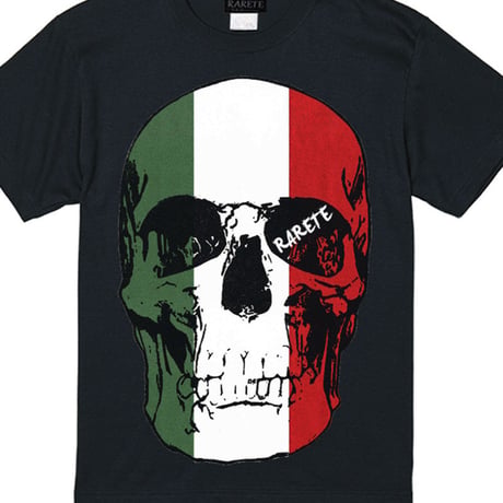 RARETE (ラルテ)   ドクロ スカル イタリア国旗   Tシャツ ブラック