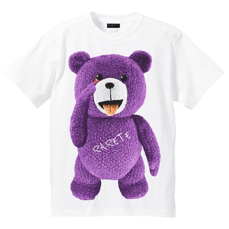 RARETE (ラルテ)  テディベア  あっかんベー！【紫色】 Tシャツ ホワイト