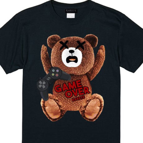 RARETE (ラルテ) GAME OVER !! テディベア  Tシャツ ブラック