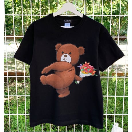 RARETE (ラルテ)  テディベア フラワーボンバー 花束投げる  Tシャツブラック
