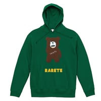 RARETE (ラルテ)  テディベア あっかんベー！【茶色】 モコモコ刺繍  パーカー グリーン