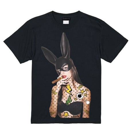 RARETE (ラルテ)    バニー 葉巻 アメコミ　Tシャツ  ブラック