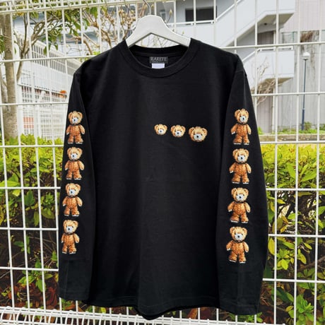 RARETE (ラルテ) テディベア 8bit 首取れた 増量中だよ！　長袖Tシャツ ブラック　ロンT