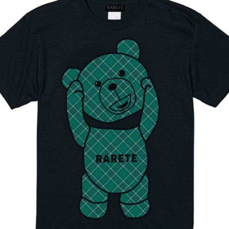 RARETE (ラルテ)  テディベア チェック グリーン  Tシャツブラック