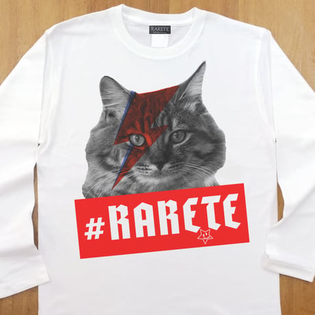 RARETE (ラルテ) 　cat 猫 デビットボーイ   ホワイト  長袖Tシャツ