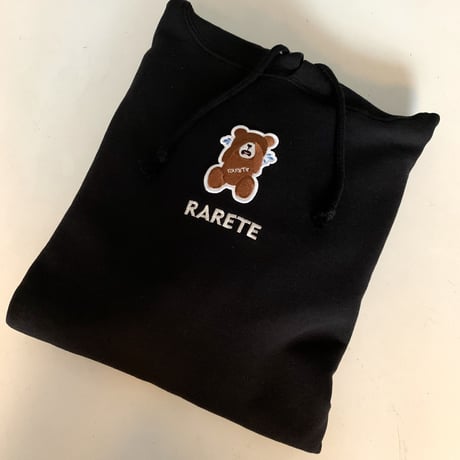 RARETE (ラルテ) 泣いちゃった 刺繍  テディベア　【茶色】パーカー  ブラック