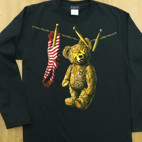 RARETE (ラルテ)  洗濯された！ テディベア   ブラック  長袖Tシャツ