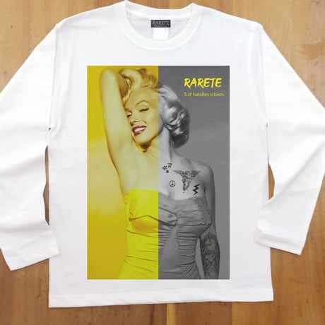 RARETE (ラルテ) マリリンモンロー ハーフ イエロー  ホワイト  長袖Tシャツ