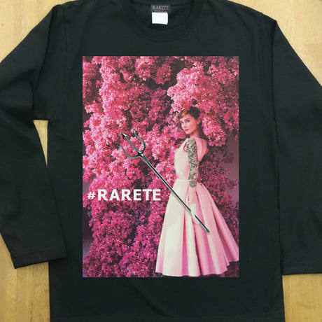 RARETE (ラルテ) Hepburn pink flower   ブラック  長袖Tシャツ
