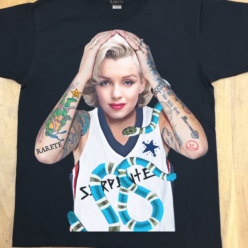 RARETE (ラルテ) マリリンモンロー Tシャツ 蛇 ブラック Tシャツ 星柄
