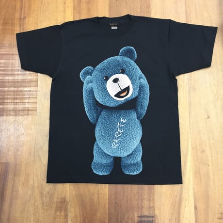 RARETE (ラルテ)    テディベア　首とれた！  Tシャツ ブラック   星柄 star  （ブルー）
