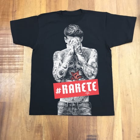 RARETE (ラルテ)   タトゥー ボックスロゴ  Tシャツ  ブラック  Tシャツ 星柄 star