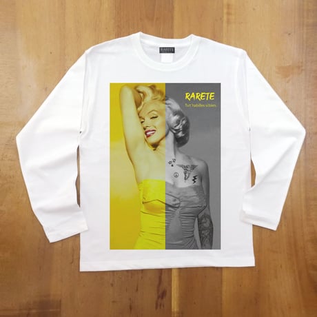 RARETE (ラルテ) マリリンモンロー ハーフ イエロー  ホワイト  長袖Tシャツ