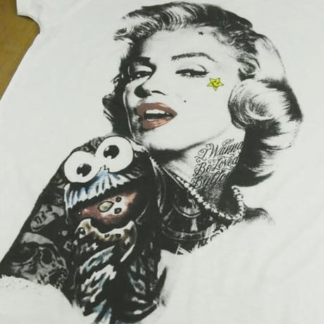 RARETE (ラルテ)   マリリンモンロー クッキーモンスター  Tシャツ ホワイト  星柄 star