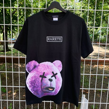 RARETE (ラルテ)   テディベア  パープル  ロゴ  Tシャツ  ブラック 星柄 star