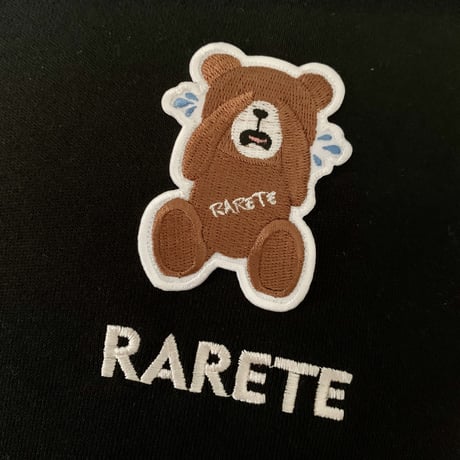 RARETE (ラルテ) 泣いちゃった 刺繍  テディベア　【茶色】パーカー  ブラック
