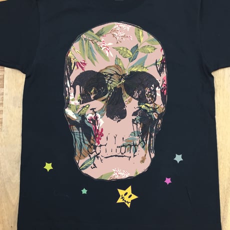RARETE (ラルテ)   ドクロ スカル 花柄  Tシャツ  ブラック  星柄