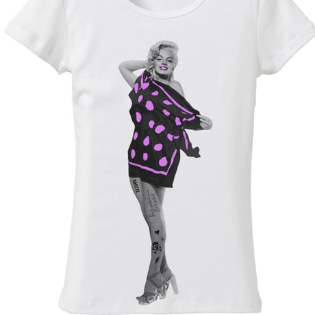 RARETE (ラルテ)   マリリンモンロー 水玉 パープル  Tシャツ  ホワイト  星柄 star (レディース）