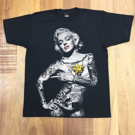 RARETE (ラルテ) マリリンモンロー ファックポーズ  Tシャツ  ブラック  星柄 star