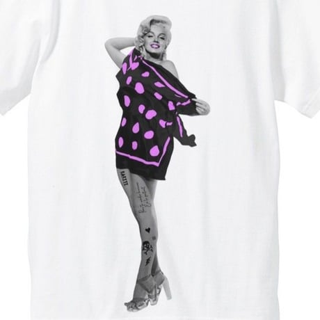 RARETE (ラルテ)   マリリンモンロー 水玉 パープル  Tシャツ  ホワイト