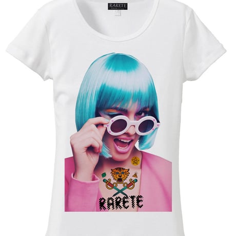 RARETE (ラルテ)   ウインク サングラス GIRL　Tシャツ ホワイト  星柄 star (レディース）