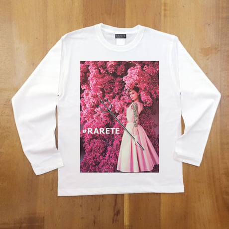 RARETE (ラルテ) Hepburn pink flower   ホワイト  長袖Tシャツ